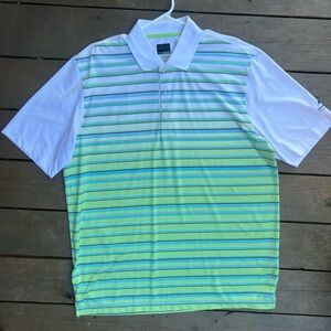 Greg Norman - Striped Polo Shirt with White Sleeves